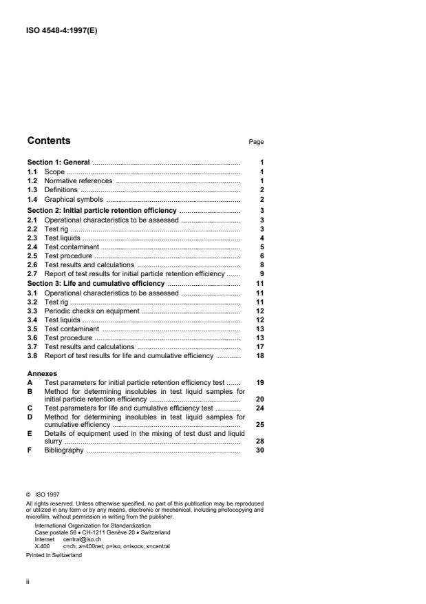 ISO 4548-4:1997 ISO 4548-4:1997 - Methods of test for full-flow lubricating oil filters for internal combustion engines - Page 2 preview