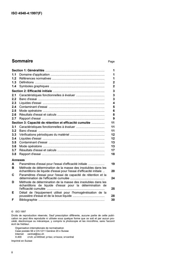 ISO 4548-4:1997 ISO 4548-4:1997 - Méthodes d'essai des filtres a huile de lubrification a passage intégral pour moteurs a combustion interne - Page 2 preview
