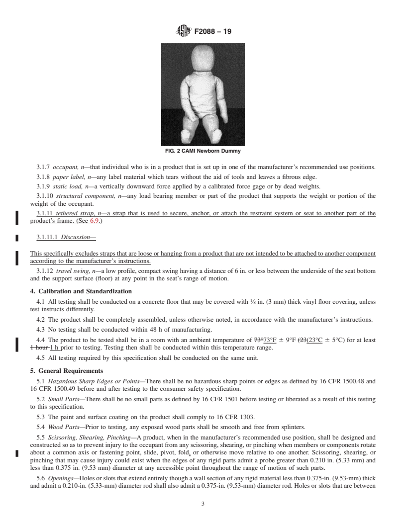 REDLINE ASTM F2088-19 - Standard Consumer Safety Specification for Infant Swings