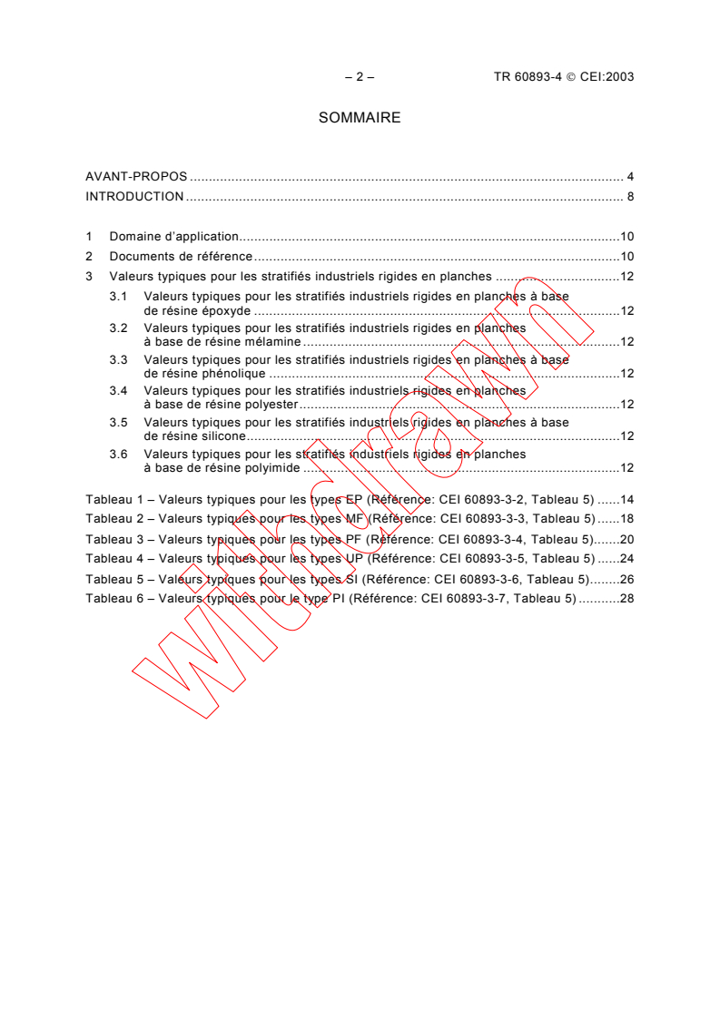 IEC TR 60893-4:2003 IEC TR 60893-4:2003 - Insulating materials - Industrial rigid laminated sheets based on thermosetting resins for electrical purposes - Part 4: Typical values
Released:2/17/2003
Isbn:2831868815 - Page 4 preview