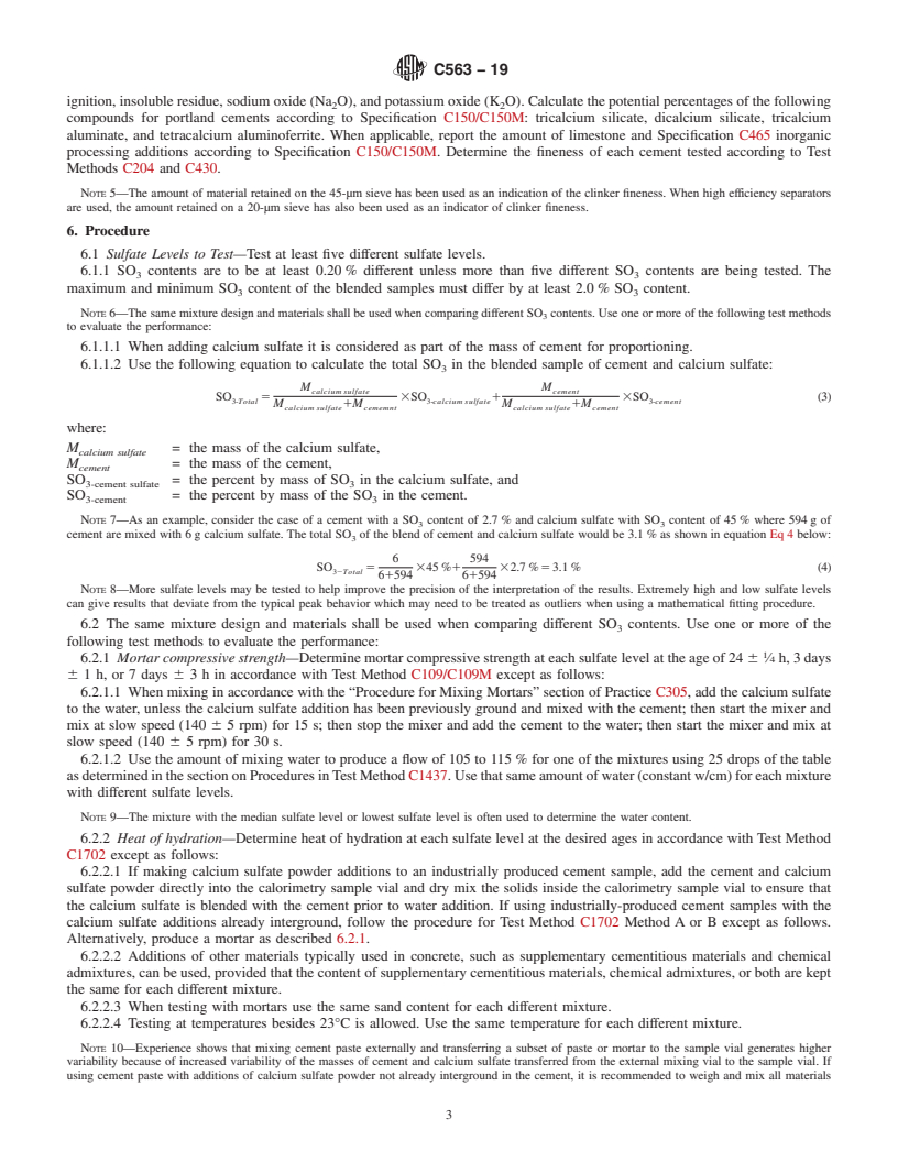 REDLINE ASTM C563-19 - Standard Guide for  Approximation of Optimum SO<inf>3</inf> in Hydraulic Cement