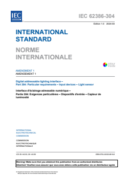 IEC 62386-304:2017/AMD1:2024 IEC 62386-304:2017/AMD1:2024 - Amendment 1 - Digital addressable lighting interface - Part 304: Particular requirements - Input devices - Light sensor
Released:4/10/2024
Isbn:9782832286166 - Page 3 preview