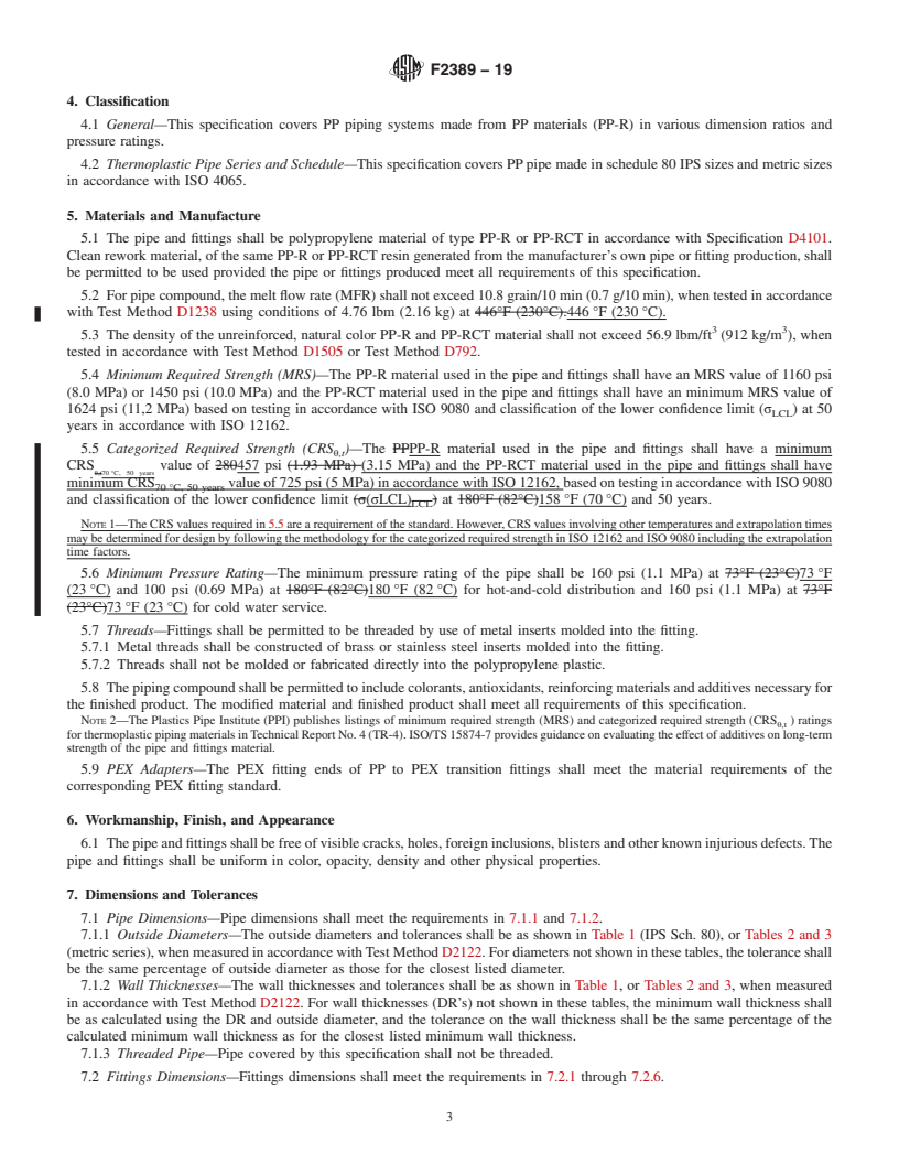 REDLINE ASTM F2389-19 - Standard Specification for  Pressure-rated Polypropylene (PP) Piping Systems