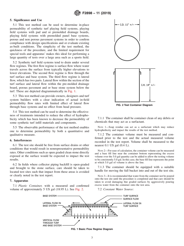 ASTM F2898-11(2019) - Standard Test Method for  Permeability of Synthetic Turf Sports Field Base Stone and  Surface System by Non-confined Area Flood Test Method