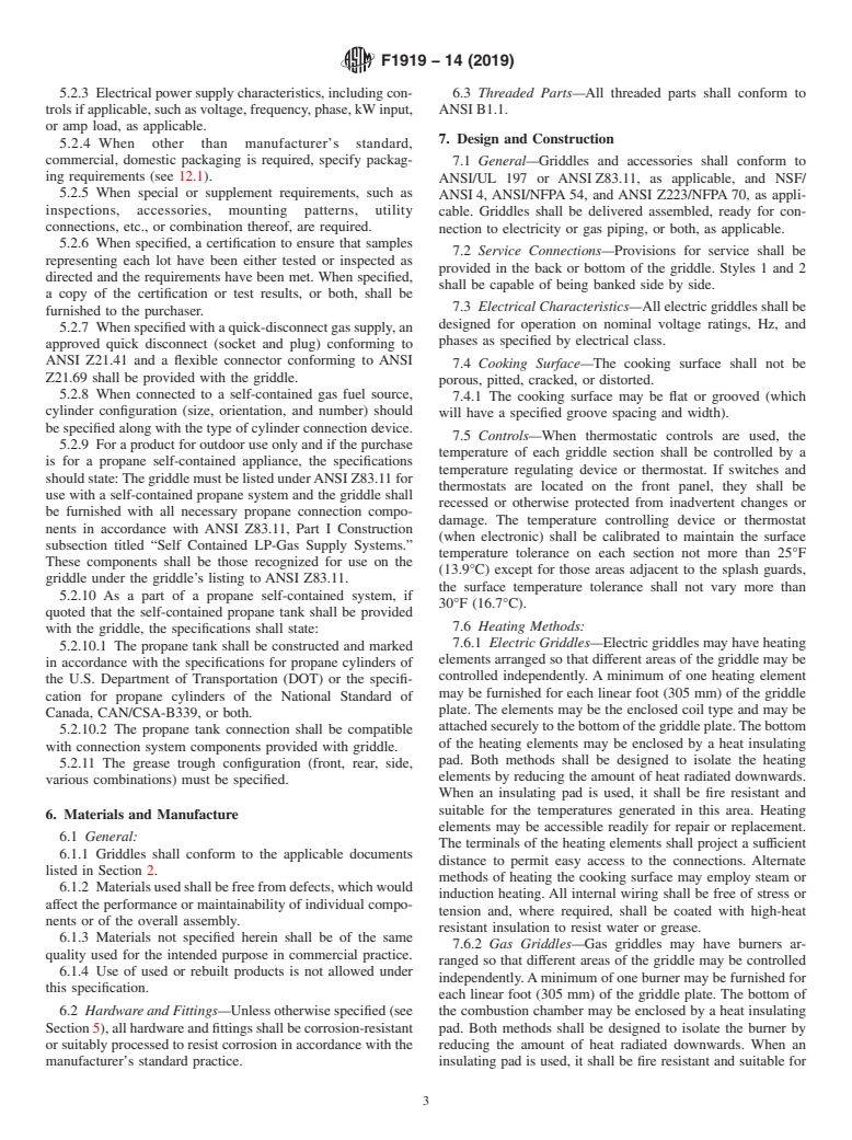 ASTM F1919-14(2019) - Standard Specification for Griddles, Single-Sided and Double-Sided, Gas and Electric