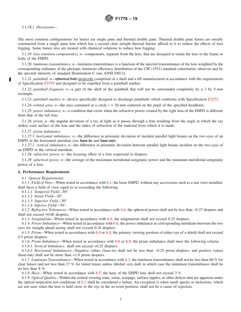 REDLINE ASTM F1776-19 - Standard Specification for Eye Protective Devices for Paintball Sports