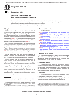 ASTM D482-19 ASTM D482-19 - Standard Test Method for Ash from Petroleum Products - Page 1 preview