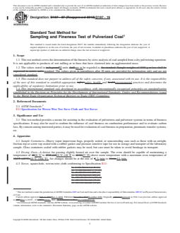 ASTM D197-19 REDLINE ASTM D197-19 - Standard Test Method for Sampling and Fineness Test of Pulverized Coal - Page 1 preview