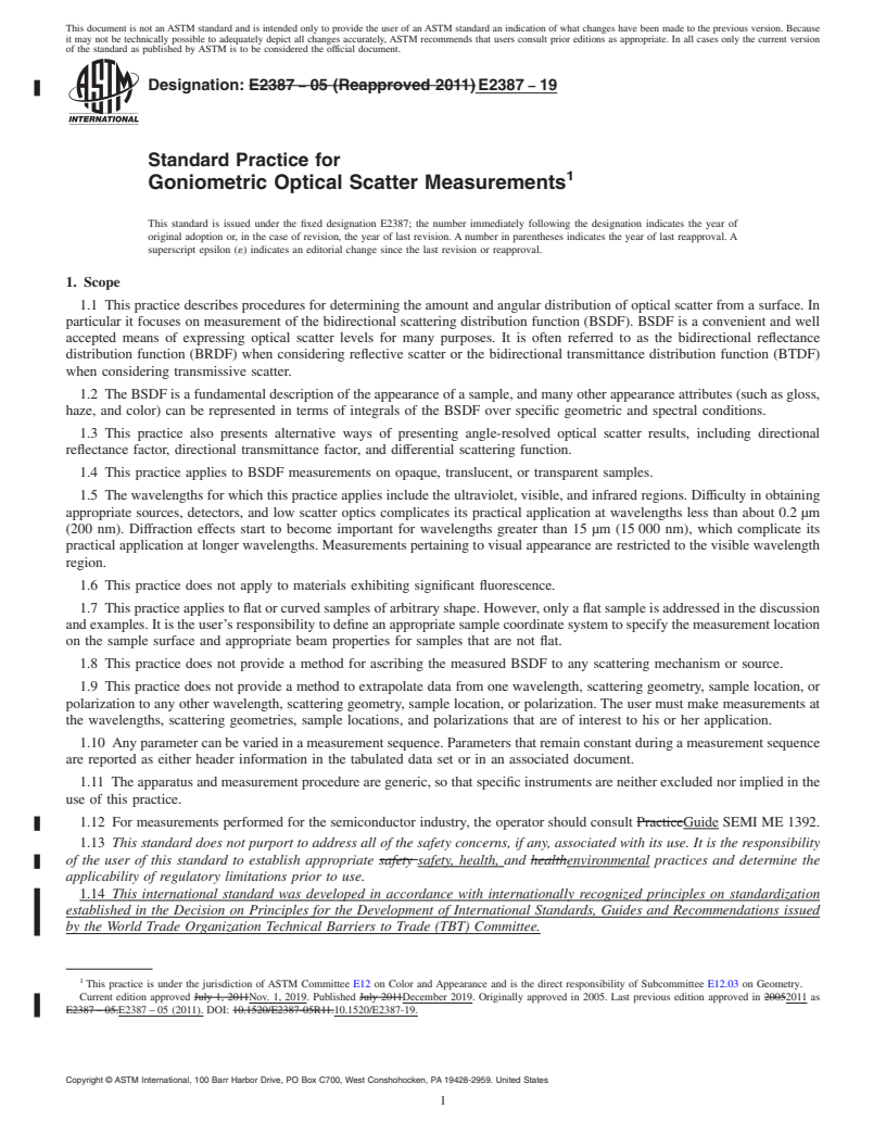 REDLINE ASTM E2387-19 - Standard Practice for Goniometric Optical Scatter Measurements