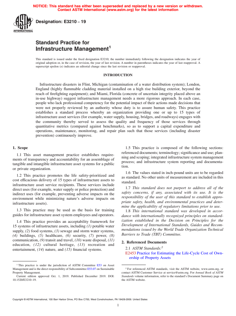 ASTM E3210-19 - Standard Practice for Infrastructure Management