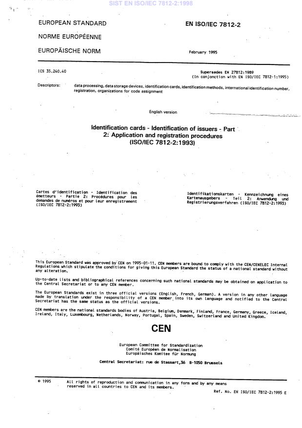 EN ISO/IEC 7812-2:1998
