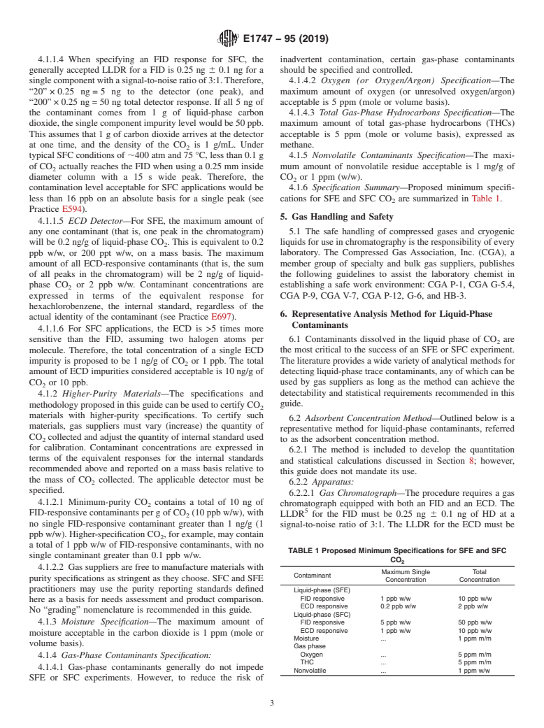 ASTM E1747-95(2019) - Standard Guide for Purity of Carbon Dioxide Used in Supercritical Fluid Applications