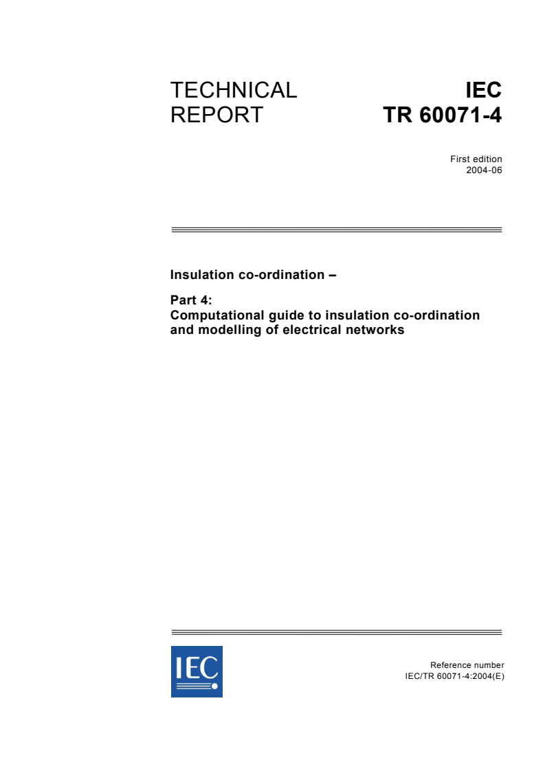 IEC TR 60071-4:2004 - Insulation co-ordination - Part 4: Computational guide to insulation co-ordination and modelling of electrical networks
Released:6/23/2004
Isbn:2831875587