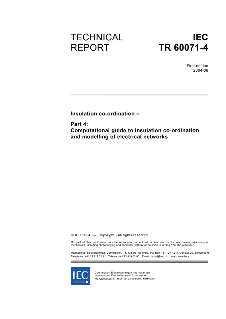 IEC TR 60071-4:2004 - Insulation co-ordination - Part 4: Computational guide to insulation co-ordination and modelling of electrical networks
Released:6/23/2004
Isbn:2831875587