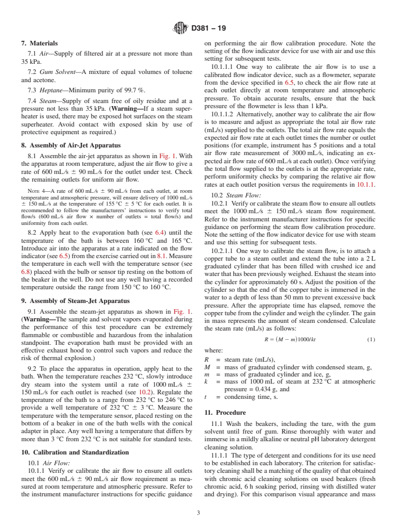 ASTM D381-19 - Standard Test Method for  Gum Content in Fuels by Jet Evaporation