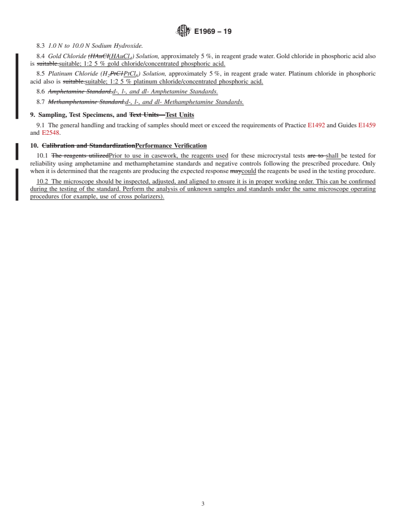 REDLINE ASTM E1969-19 - Standard Practice for  Microcrystal Testing in Forensic Analysis for Methamphetamine  and Amphetamine