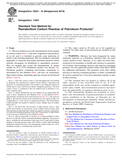ASTM D524-15(2019) ASTM D524-15(2019) - Standard Test Method for Ramsbottom Carbon Residue of Petroleum Products - Page 1 preview