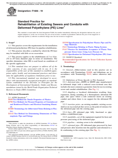 ASTM F1606-19 ASTM F1606-19 - Standard Practice for Rehabilitation of Existing Sewers and Conduits with Deformed Polyethylene (PE) Liner - Page 1 preview
