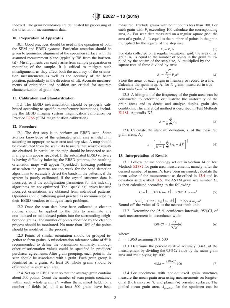 ASTM E2627-13(2019) - Standard Practice for  Determining Average Grain Size Using Electron Backscatter Diffraction  (EBSD) in Fully Recrystallized Polycrystalline Materials