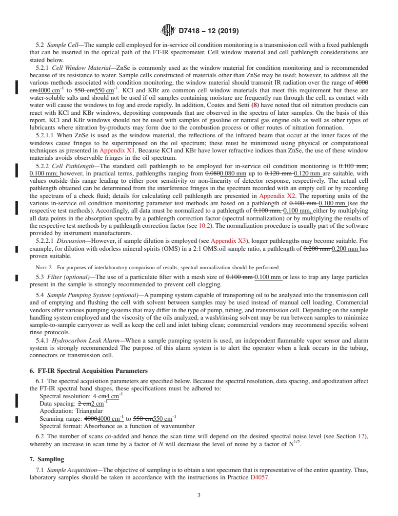 REDLINE ASTM D7418-12(2019) - Standard Practice for Set-Up and Operation of Fourier Transform Infrared (FT-IR)  Spectrometers  for In-Service Oil Condition Monitoring