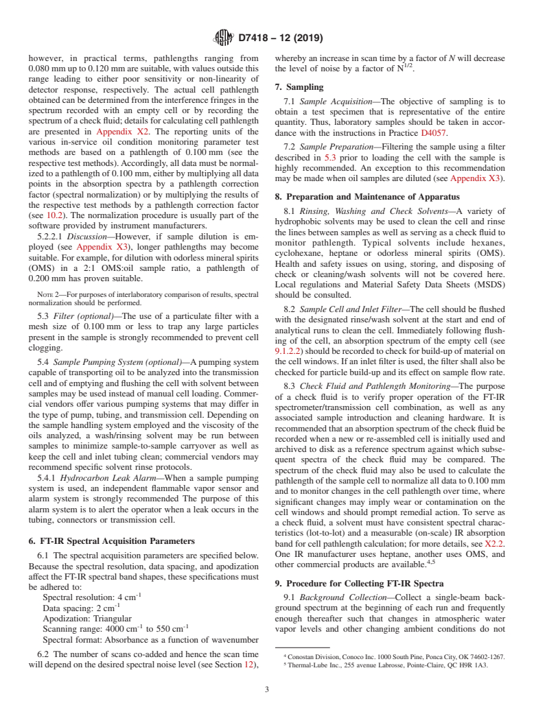 ASTM D7418-12(2019) - Standard Practice for Set-Up and Operation of Fourier Transform Infrared (FT-IR)  Spectrometers  for In-Service Oil Condition Monitoring