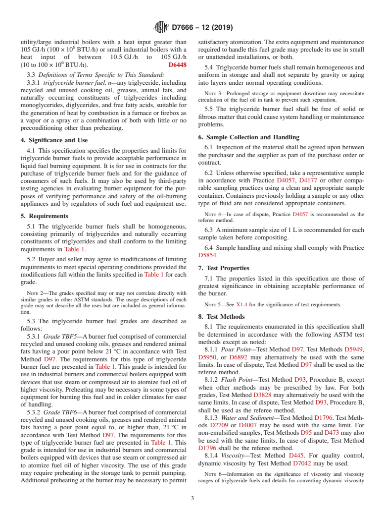 ASTM D7666-12(2019) - Standard Specification for  Triglyceride Burner Fuel