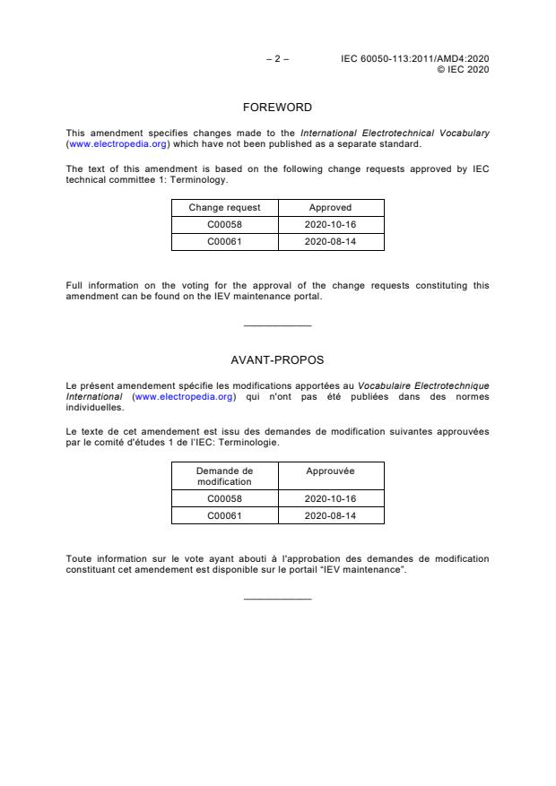 IEC 60050-113:2011/AMD4:2020 IEC 60050-113:2011/AMD4:2020 - Amendment 4 - International Electrotechnical Vocabulary (IEV) - Part 113: Physics for electrotechnology - Page 4 preview