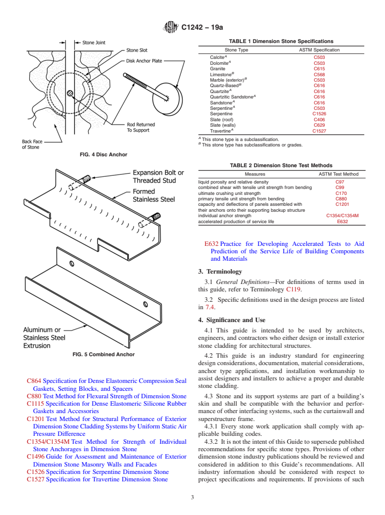 ASTM C1242-19a - Standard Guide for  Selection, Design, and Installation of Dimension Stone Attachment  Systems
