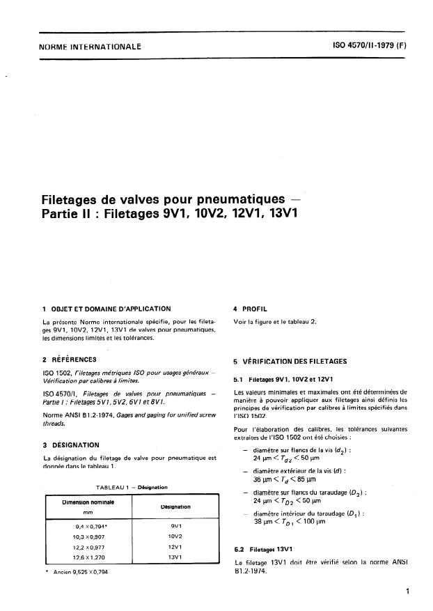 ISO 4570-2:1979 - Filetages de valves pour pneumatiques