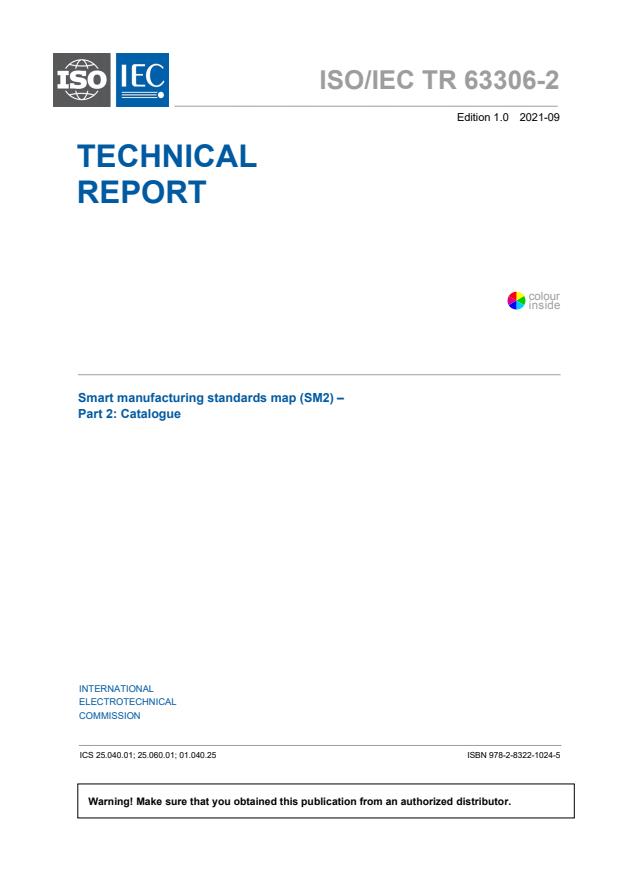 ISO/IEC TR 63306-2:2021 - Smart manufacturing standards map (SM2) - Part 2: Catalogue