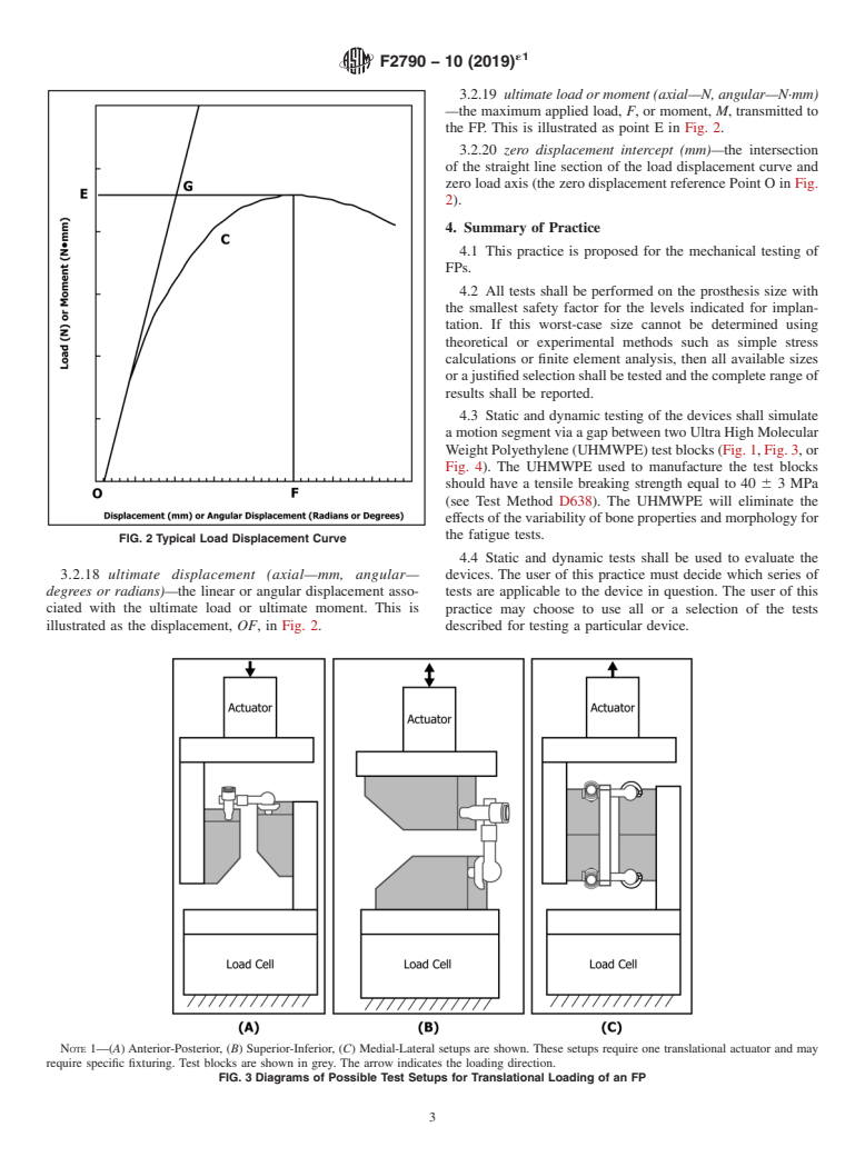 ASTM F2790-10(2019)e1 - Standard Practice for  Static and Dynamic Characterization of Motion Preserving Lumbar  Total Facet Prostheses