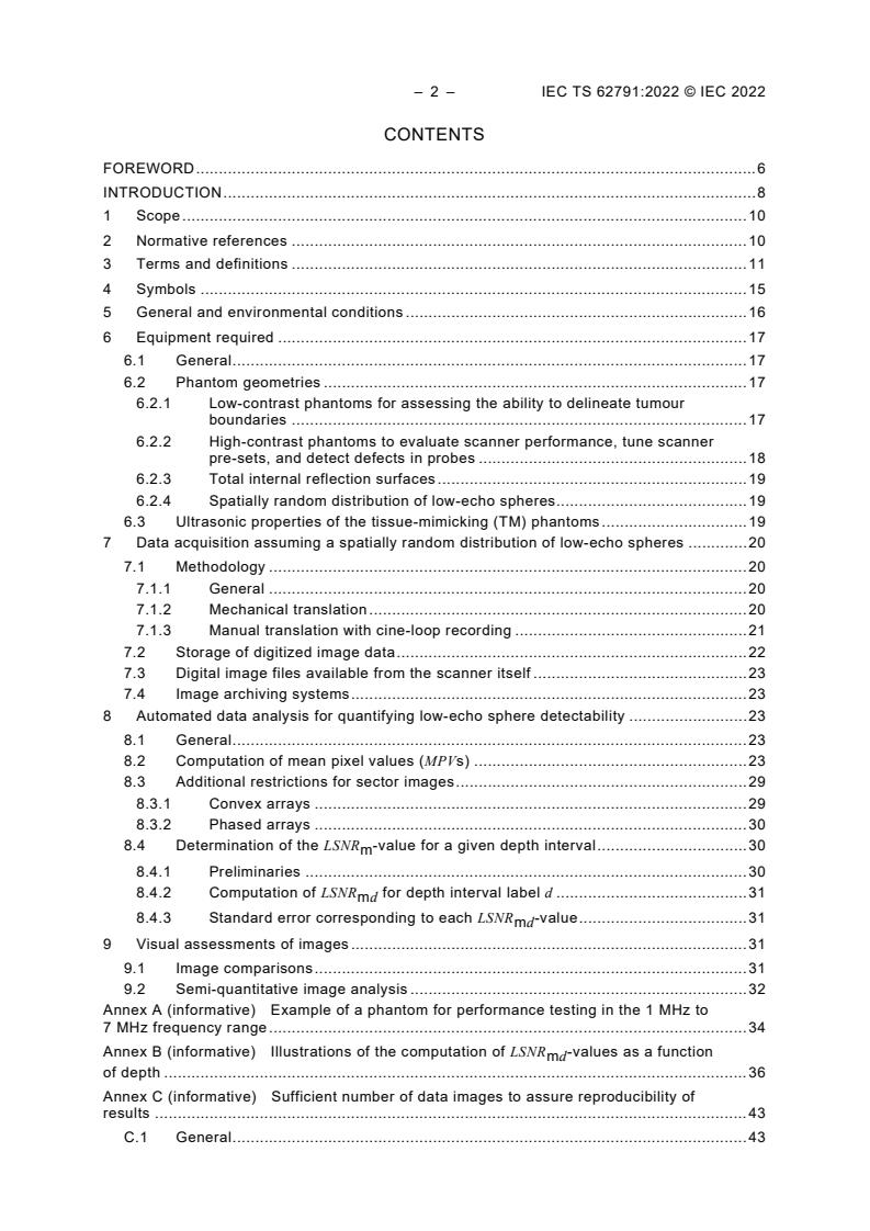 IEC TS 62791:2022 IEC TS 62791:2022 - Ultrasonics - Pulse-echo scanners - Low-echo sphere phantoms and method for performance testing of grey-scale medical ultrasound scanners applicable to a broad range of transducer types - Page 4 preview