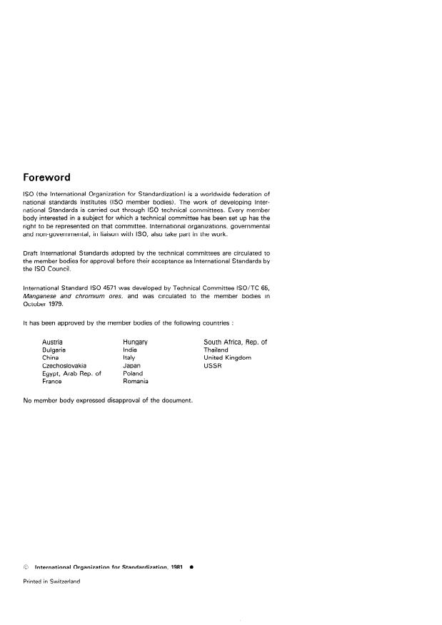ISO 4571:1981 ISO 4571:1981 - Manganese ores and concentrates -- Determination of potassium and sodium content -- Flame atomic emission spectrometric method - Page 2 preview