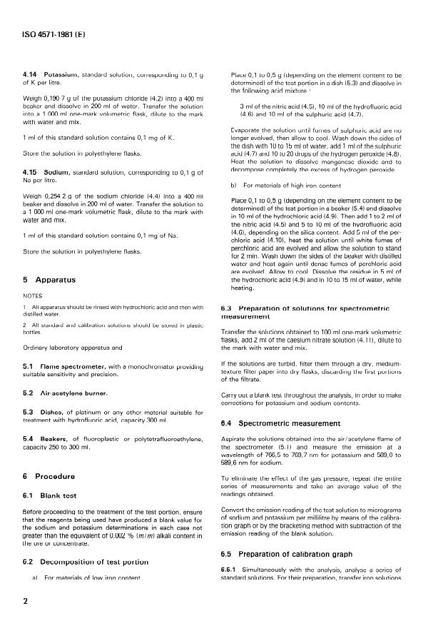 ISO 4571:1981 ISO 4571:1981 - Manganese ores and concentrates -- Determination of potassium and sodium content -- Flame atomic emission spectrometric method - Page 4 preview