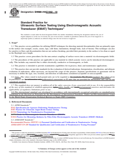 ASTM E1962-19 REDLINE ASTM E1962-19 - Standard Practice for Ultrasonic Surface Testing Using Electromagnetic Acoustic Transducer (EMAT) Techniques - Page 1 preview