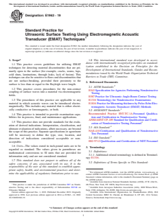 ASTM E1962-19 ASTM E1962-19 - Standard Practice for Ultrasonic Surface Testing Using Electromagnetic Acoustic Transducer (EMAT) Techniques - Page 1 preview