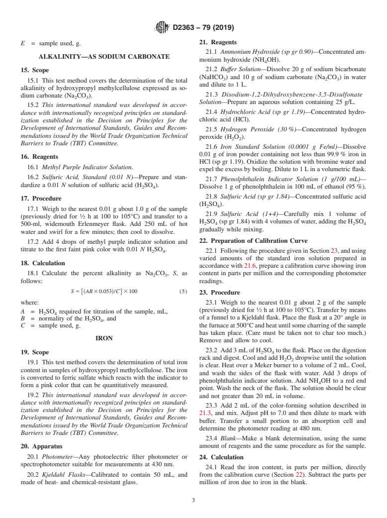 ASTM D2363-79(2019) - Standard Test Methods for Hydroxypropyl Methylcellulose