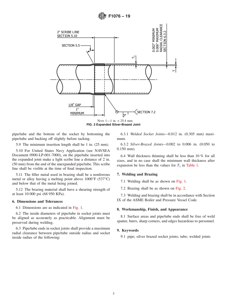 ASTM F1076-19 - Standard Practice for Expanded Welded and Silver Brazed Socket Joints for Pipe and   Tube