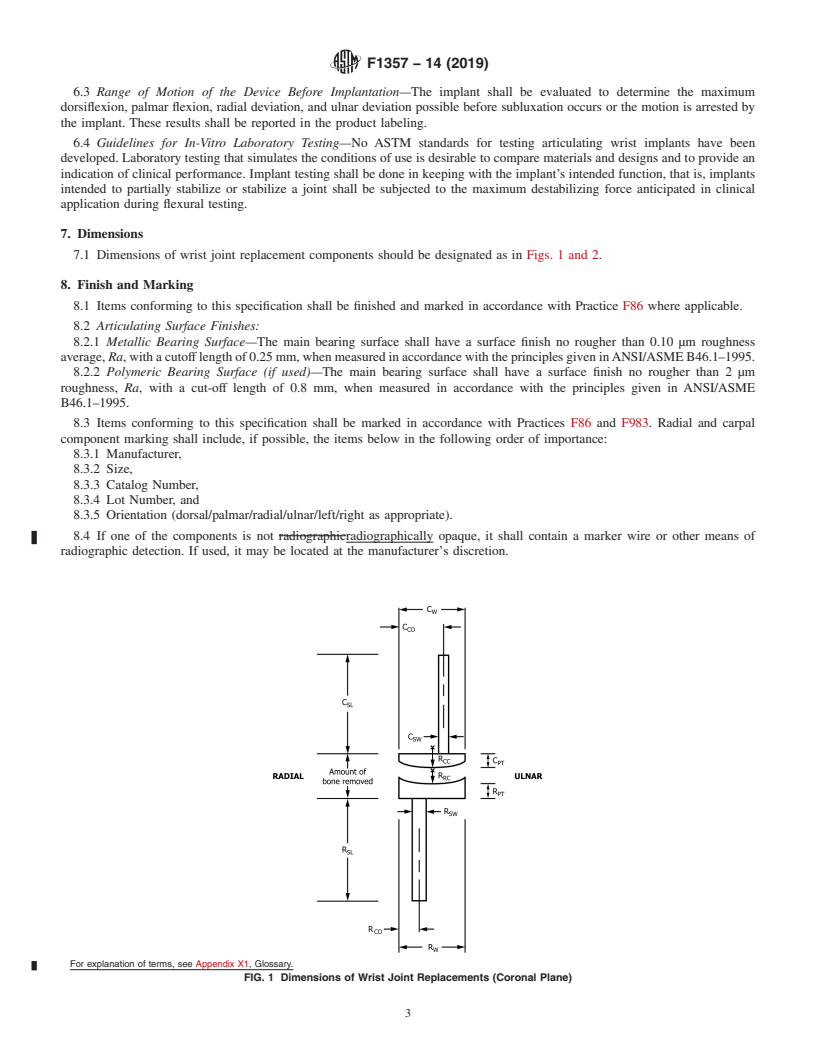 REDLINE ASTM F1357-14(2019) - Standard Specification for  Articulating Total Wrist Implants