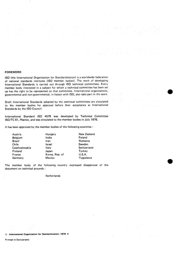 ISO 4576:1978 ISO 4576:1978 - Plastics -- Aqueous dispersions of homopolymers and copolymers -- Determination of gross particle content by sieve analysis - Page 2 preview
