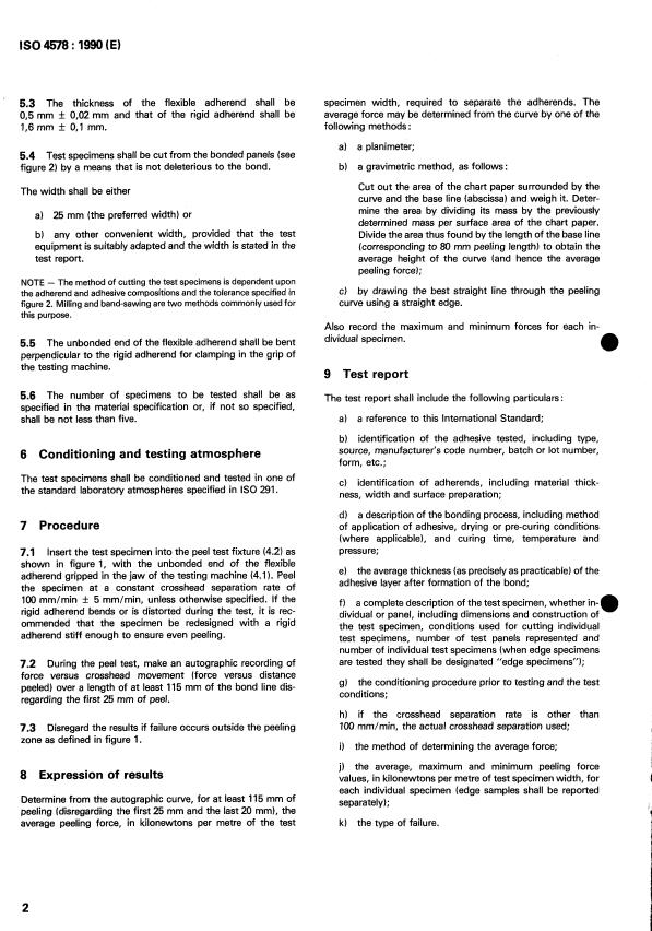 ISO 4578:1990 ISO 4578:1990 - Adhesives -- Determination of peel resistance of high-strength adhesive bonds -- Floating roller method - Page 4 preview