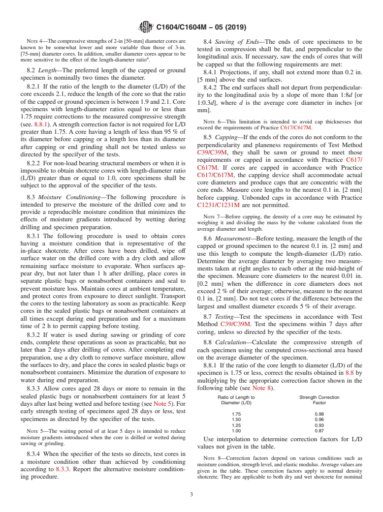 ASTM C1604/C1604M-05(2019) - Standard Test Method for  Obtaining and Testing Drilled Cores of Shotcrete