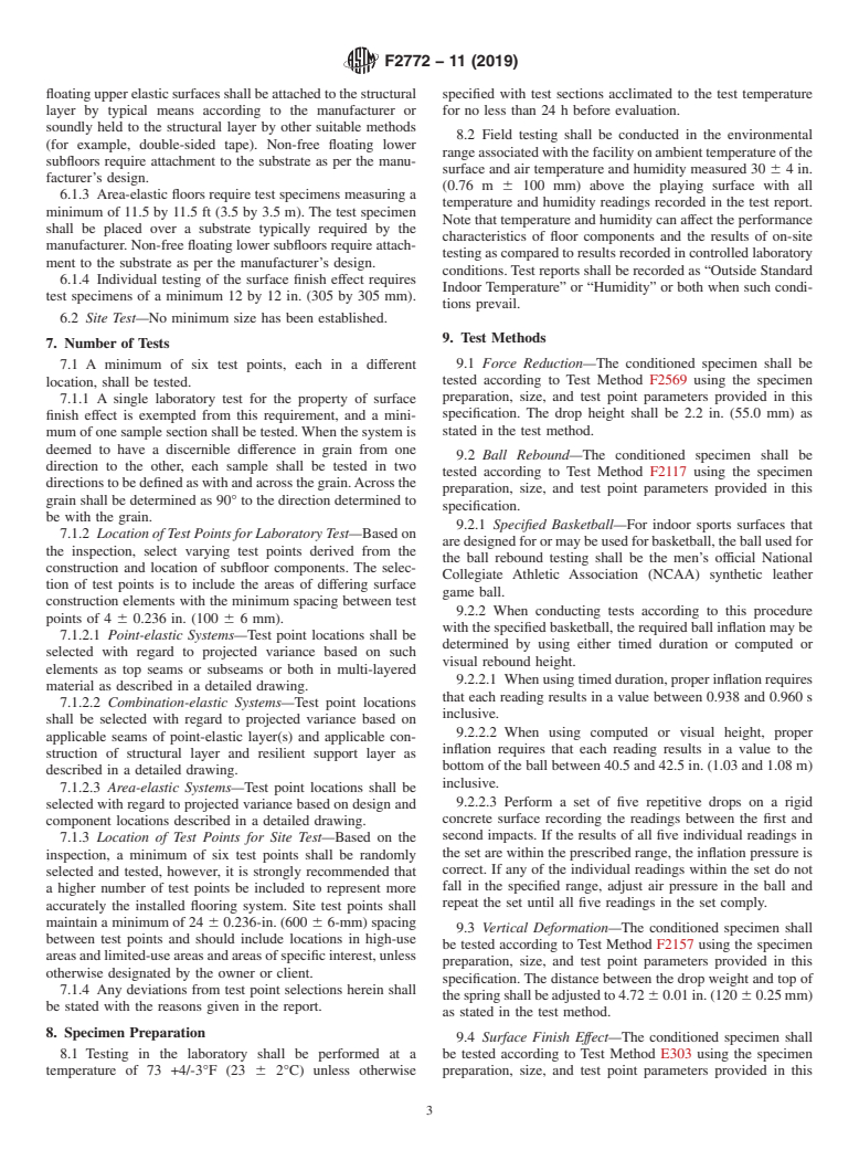 ASTM F2772-11(2019) - Standard Specification for  Athletic Performance Properties of Indoor Sports Floor Systems