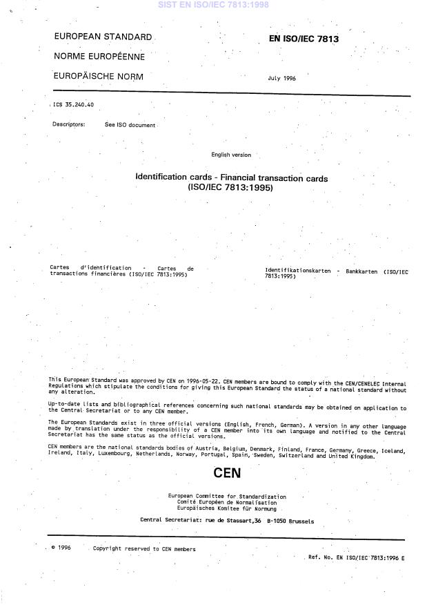 EN ISO/IEC 7813:1998