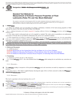 ASTM D3233-19 REDLINE ASTM D3233-19 - Standard Test Methods for Measurement of Extreme Pressure Properties of Fluid Lubricants (Falex Pin and Vee Block Methods) - Page 1 preview