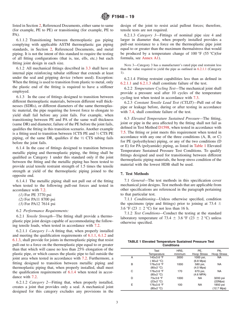 ASTM F1948-19 - Standard Specification for  Metallic Mechanical Fittings for Use on Outside Diameter Controlled   Thermoplastic Gas Distribution Pipe and Tubing