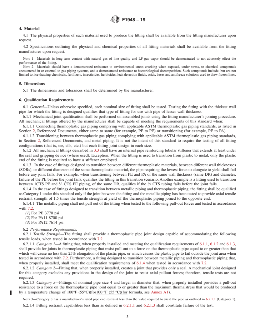 REDLINE ASTM F1948-19 - Standard Specification for  Metallic Mechanical Fittings for Use on Outside Diameter Controlled   Thermoplastic Gas Distribution Pipe and Tubing