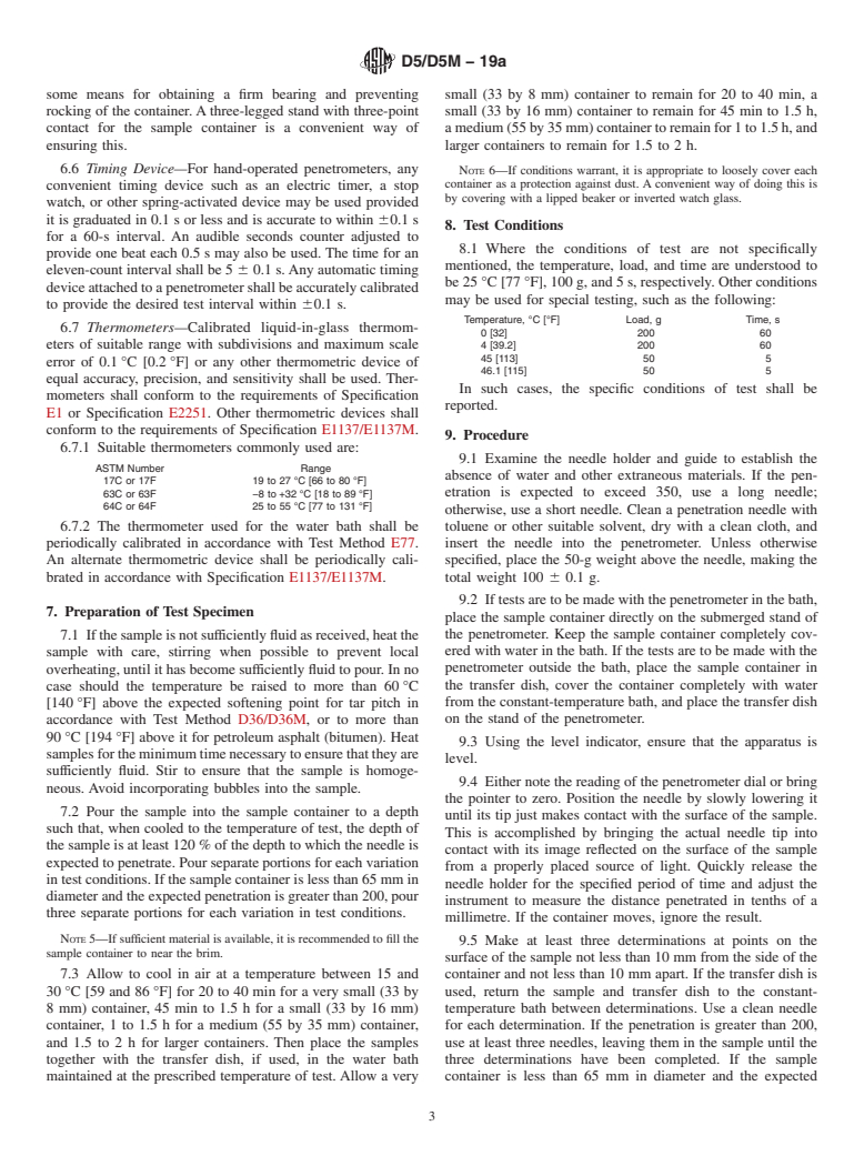 ASTM D5/D5M-19a - Standard Test Method for Penetration of Bituminous Materials