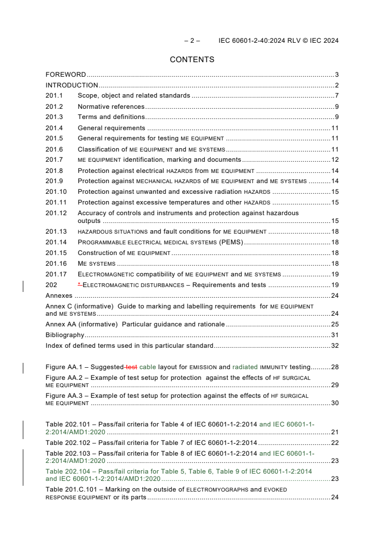 IEC 60601-2-40:2024 IEC 60601-2-40:2024 RLV - Medical electrical equipment - Part 2-40: Particular requirements for the basic safety and essential performance of electromyographs and evoked response equipment
Released:20. 12. 2024
Isbn:9782832701225 - Page 4 preview