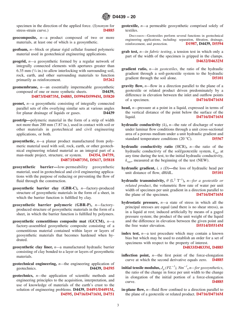 ASTM D4439-20 - Standard Terminology for Geosynthetics